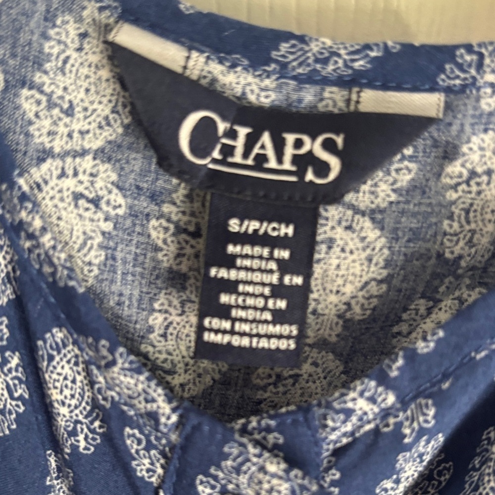 Chaps Navy and White Patterned Jumpsuit - Picture 2 of 10